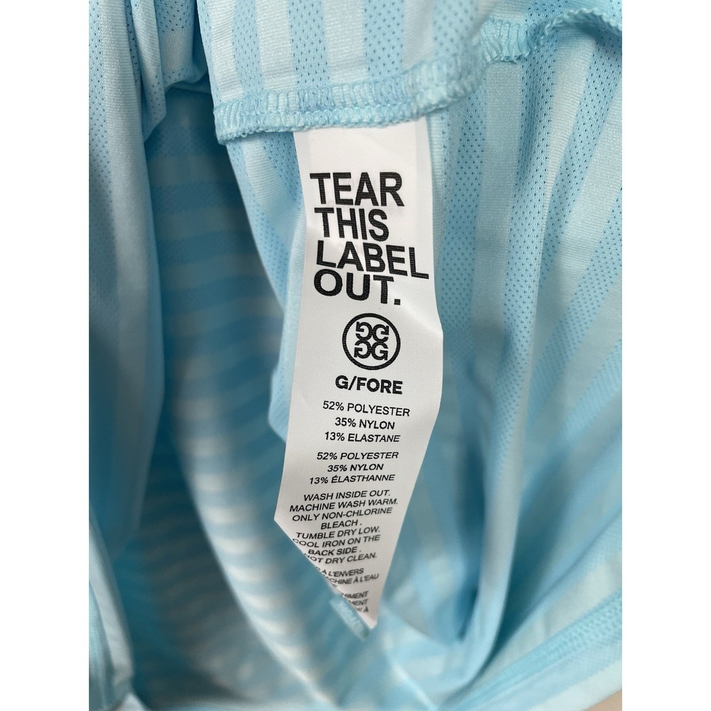 NEW G/FORE Perforated Stripe‎ Tech Jersey Polo Mens XL Golf Stretch Powder Blue - Picture 6 of 8